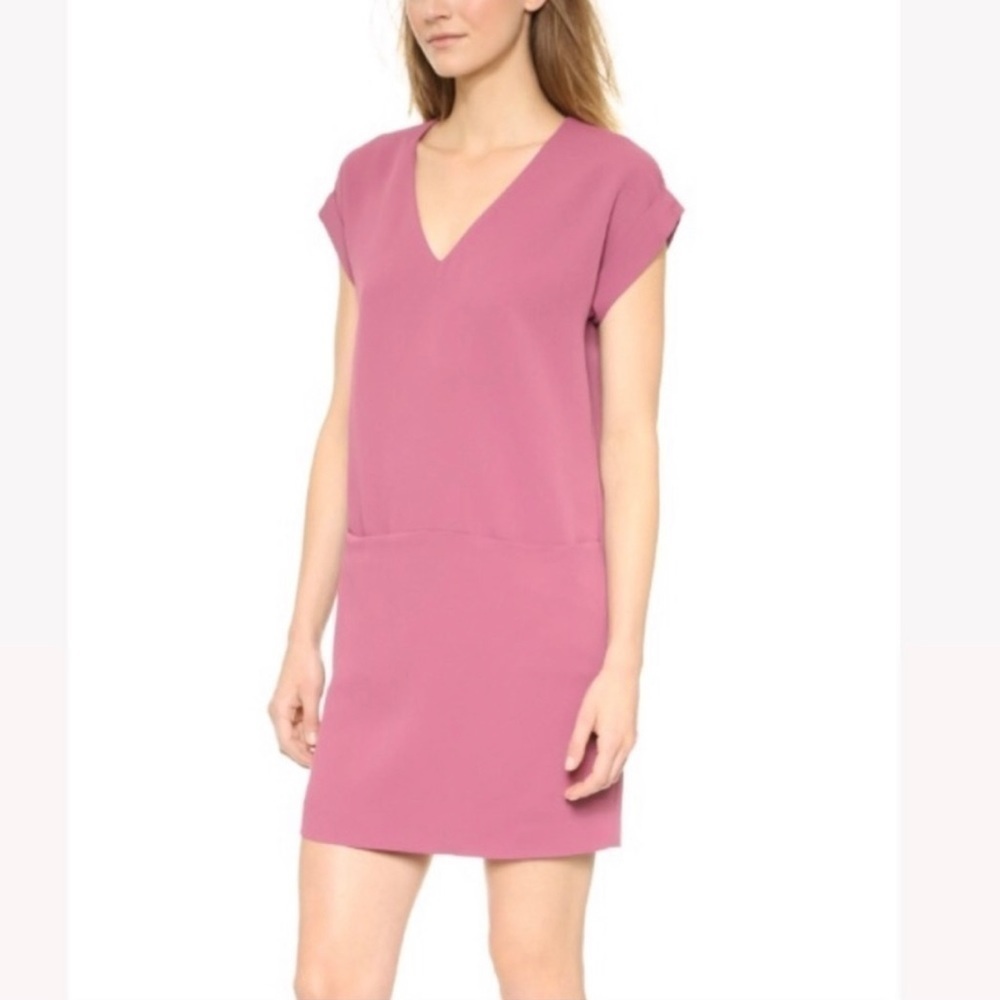 Vince 2 Pocket V-neck Shift Dress Mauve Sz Med